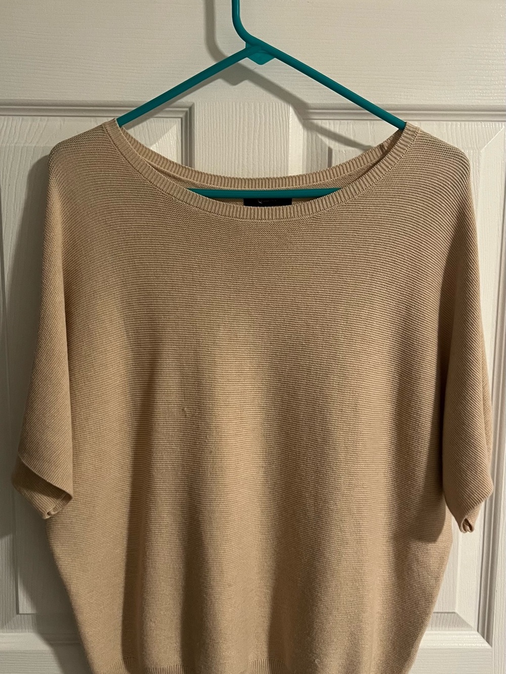 Quince Beige Crew Neck Short Sleeve Sweater